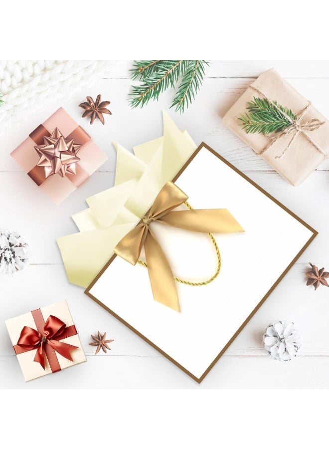 Neox Gift bag3 أكياس هدايا بيضاء كبيرة، أكياس ورقية مزينة بشريط، بطاقات تهنئة وورق مناديل، حقائب حفلات محمولة بمقابض، حقائب هدايا أعياد ميلاد، حقائب هدايا لحفلات الزفاف، لوازم الحفلات - Image 2